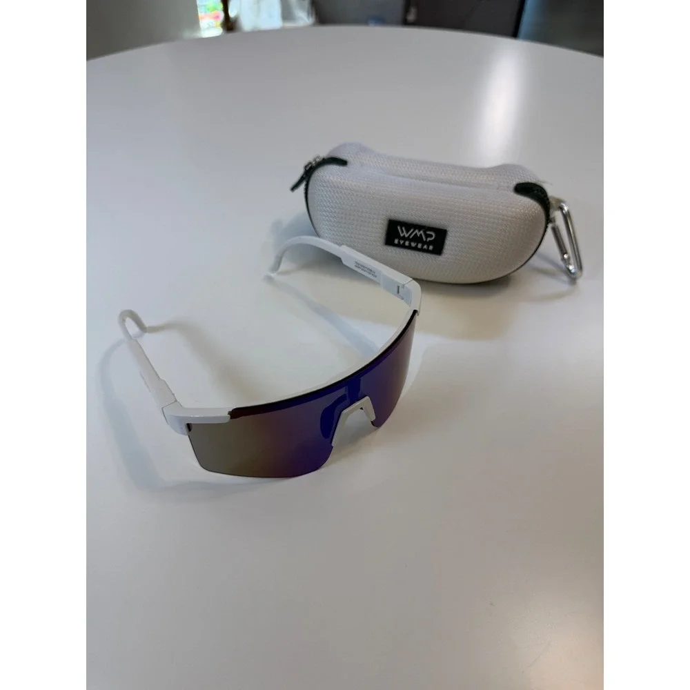 Epic Eyewear Shield Sport Sunglasses White Mirrored Wrap Cycling Running